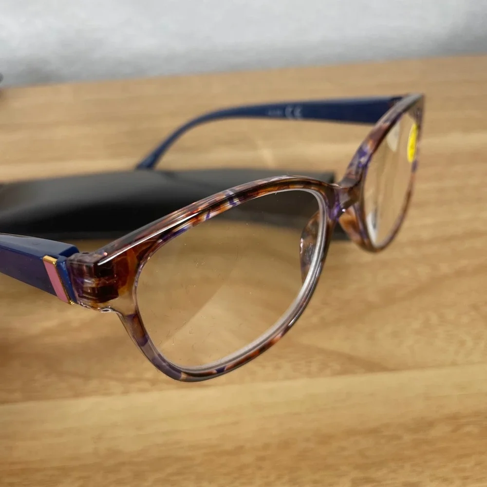 Lot of 4 Reading Glasses +4.00 Strength Tortoise Leopard Print with Soft Cases